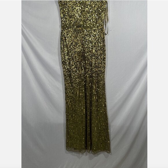 NWT $598 Mac Duggal [ 2 ]‎ Sequined Faux Wrap Cap Sleeve Gown Olive Green #Q714 - Picture 16 of 16